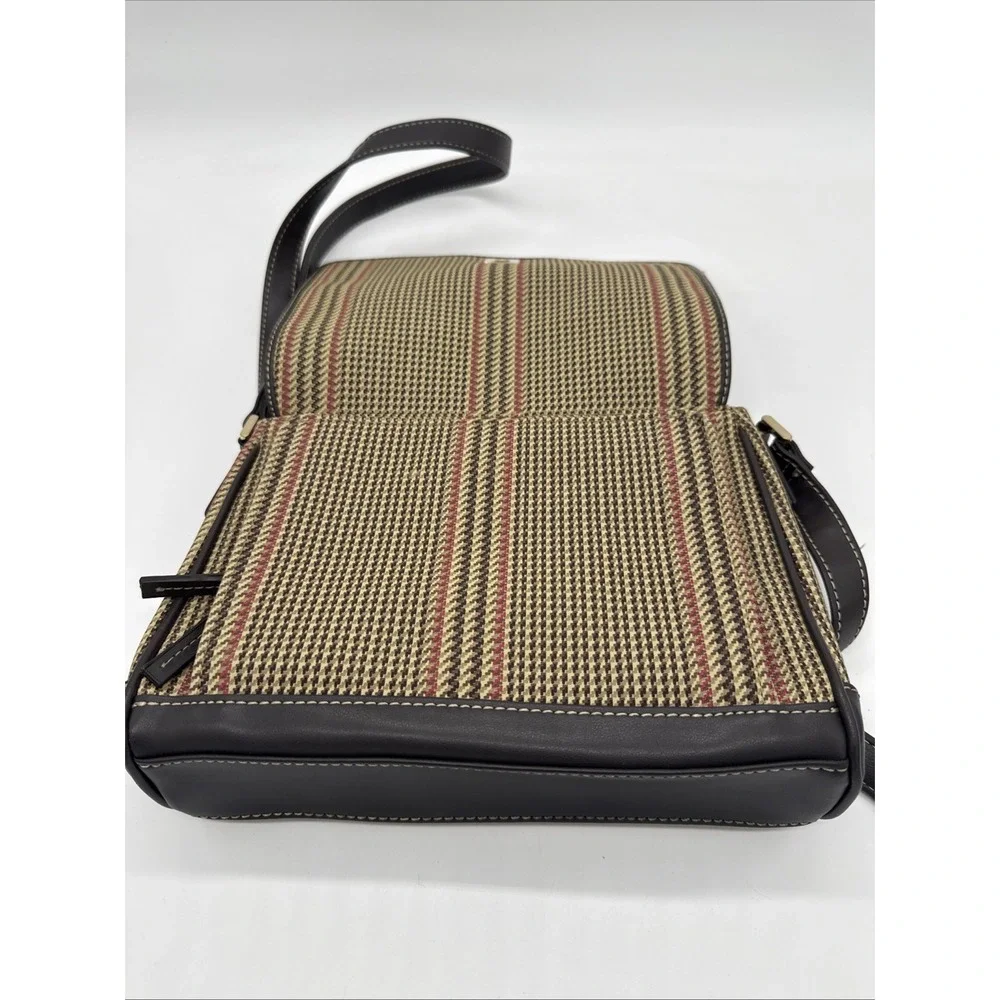 Liz Claiborne Accessories Crossbody Bag Brown Leather Multicolored With Straps